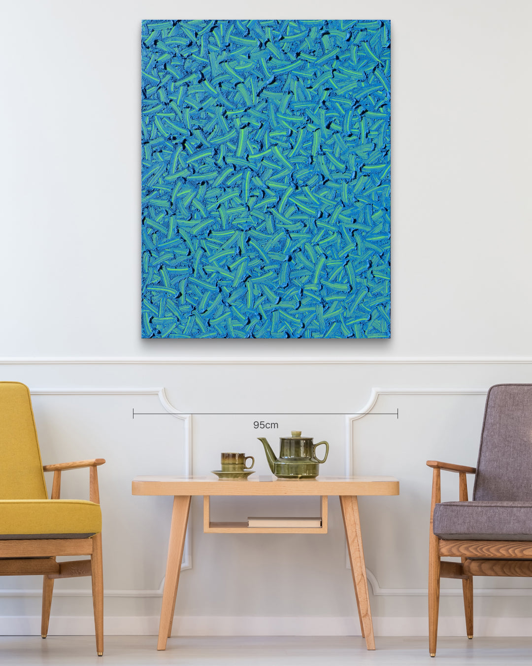 Flow of the Inner Eyes III size reference 116.8x91cm - original Korean abstract painting by Kim Woon Kyu