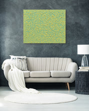 Flow of the Inner Eyes IV by Kim Woon Kyu displayed in modern living room, original Korean painting 2024