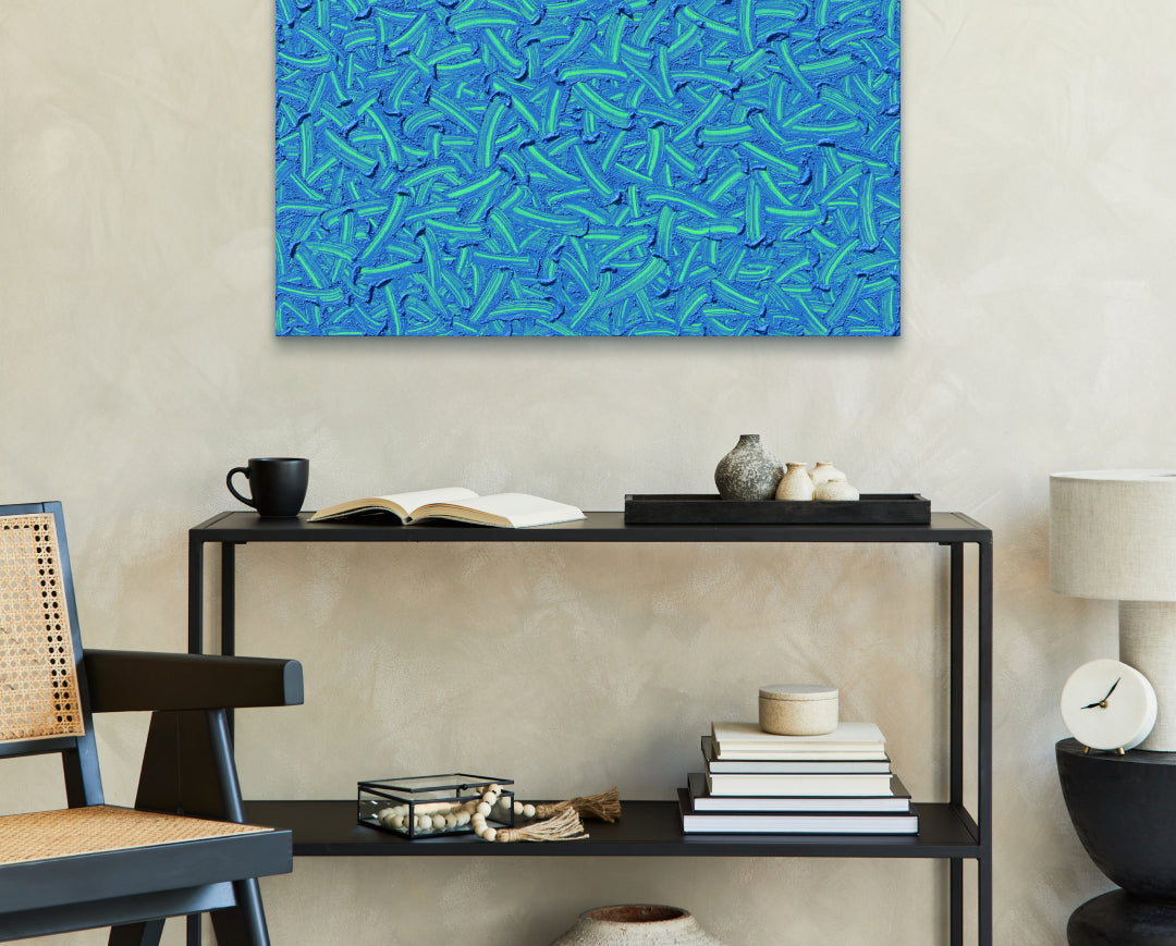 Flow of the Inner Eyes VII by Kim Woon Kyu displayed in modern living room, original Korean painting 2024