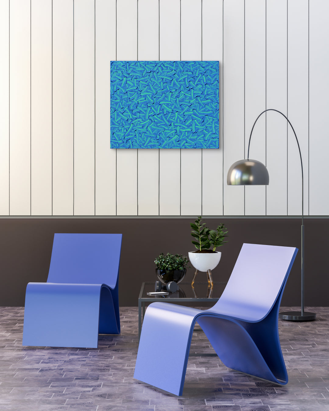 Korean contemporary painting Flow of the Inner Eyes VII by Kim Woon Kyu, interior wall art decor