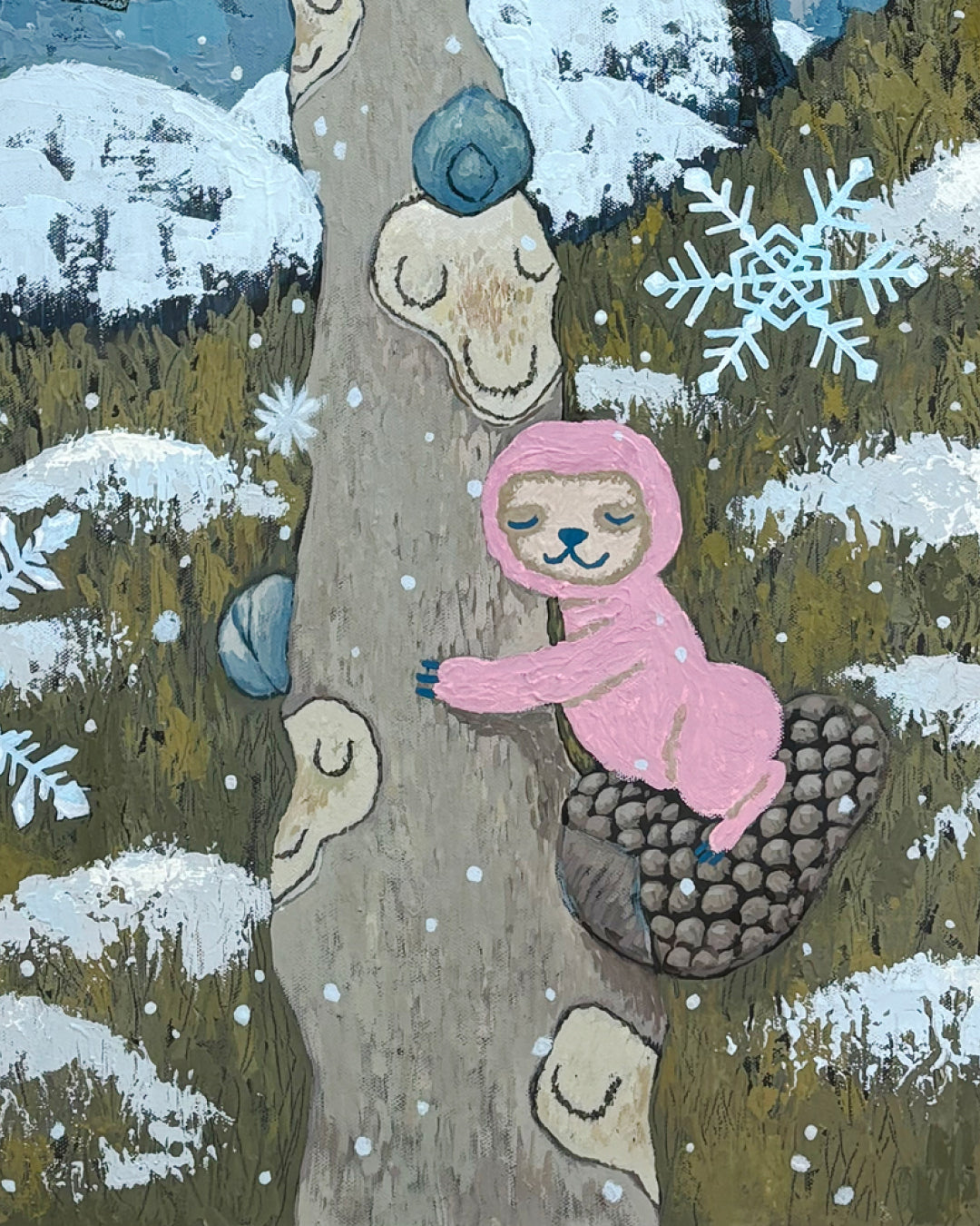 A Dream of Winter Snow close-up detail, brushwork texture by Korean artist Anna Song