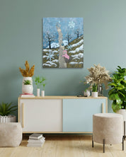 Korean contemporary painting A Dream of Winter Snow by Anna Song, interior wall art decor