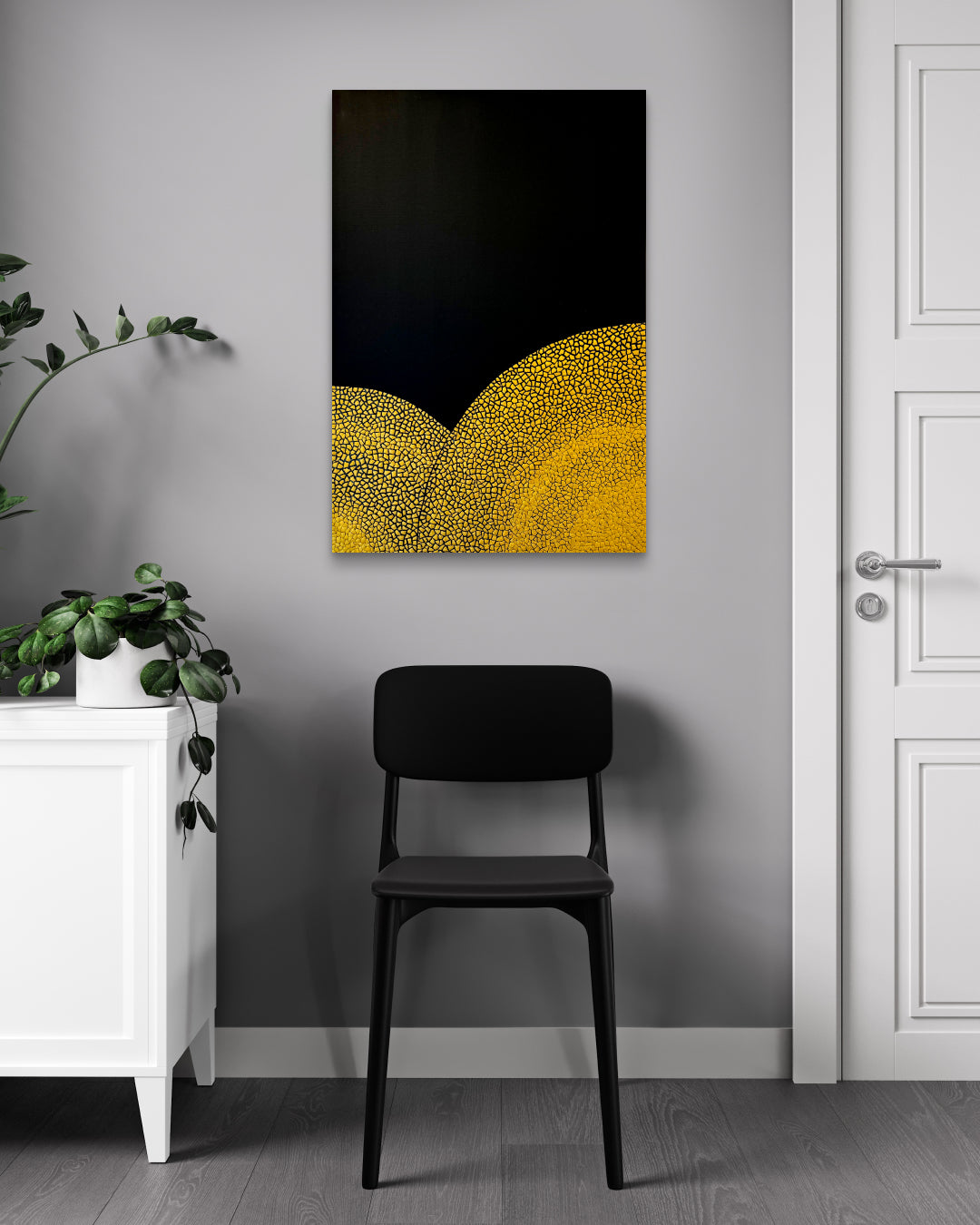ANIMA Variation Series by Kim Sun Hyeon displayed in modern living room, original Korean mixed media painting 2024