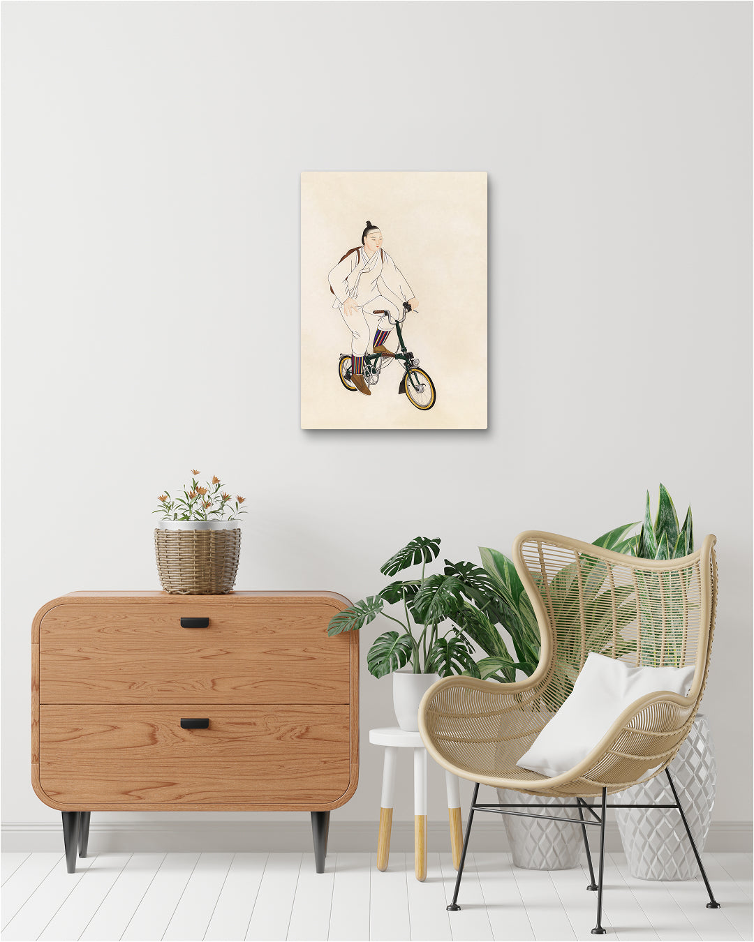 Korean contemporary silk painting A Day to Look Forward To 2 by Ham Bo Kyung, interior wall art decor