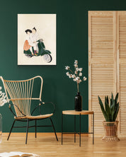 A Day to Look Forward To 3 by Ham Bo Kyung displayed in modern living room, original Korean silk painting 2023