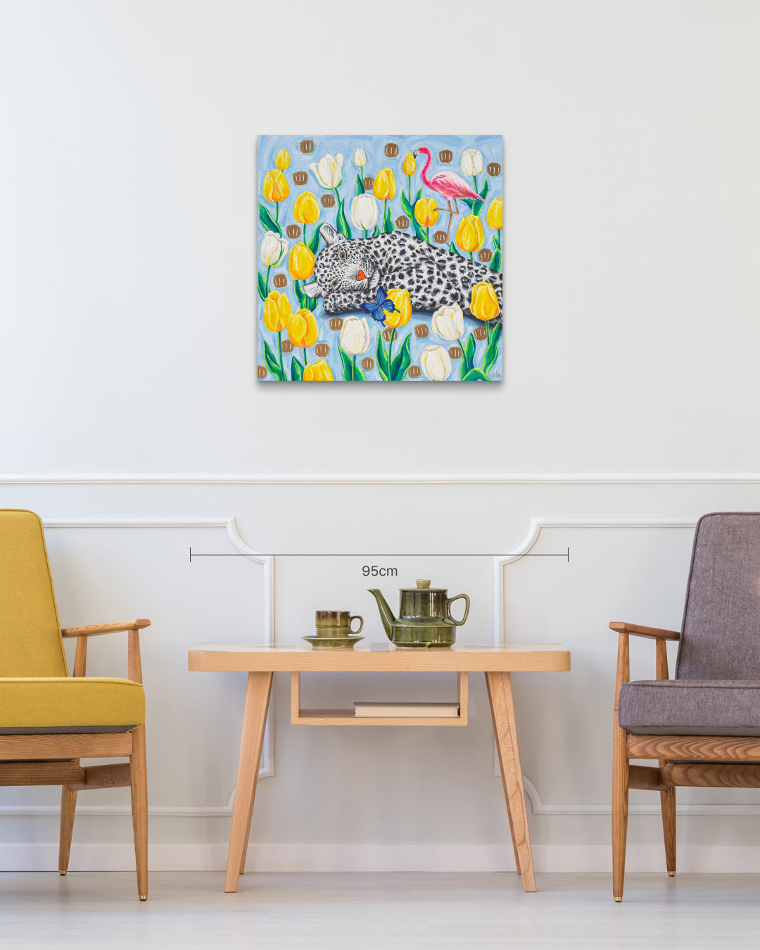 Afternoon in the Flower Field size reference 60.6x60.6cm - original Korean painting by Aira Choi