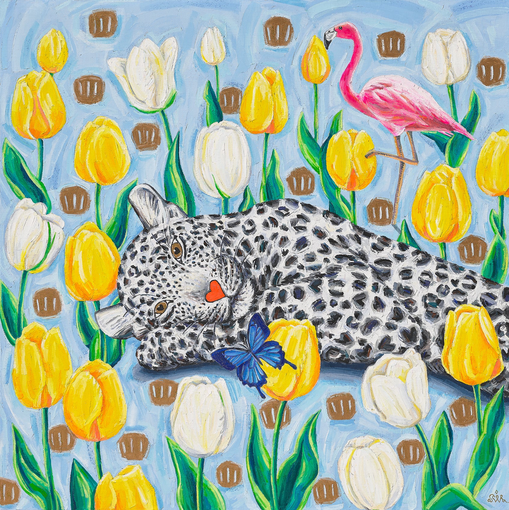 Afternoon in the Flower Field - Oil on Canvas 60.6x60.6cm by Aira Choi, Korean Contemporary Art 2022