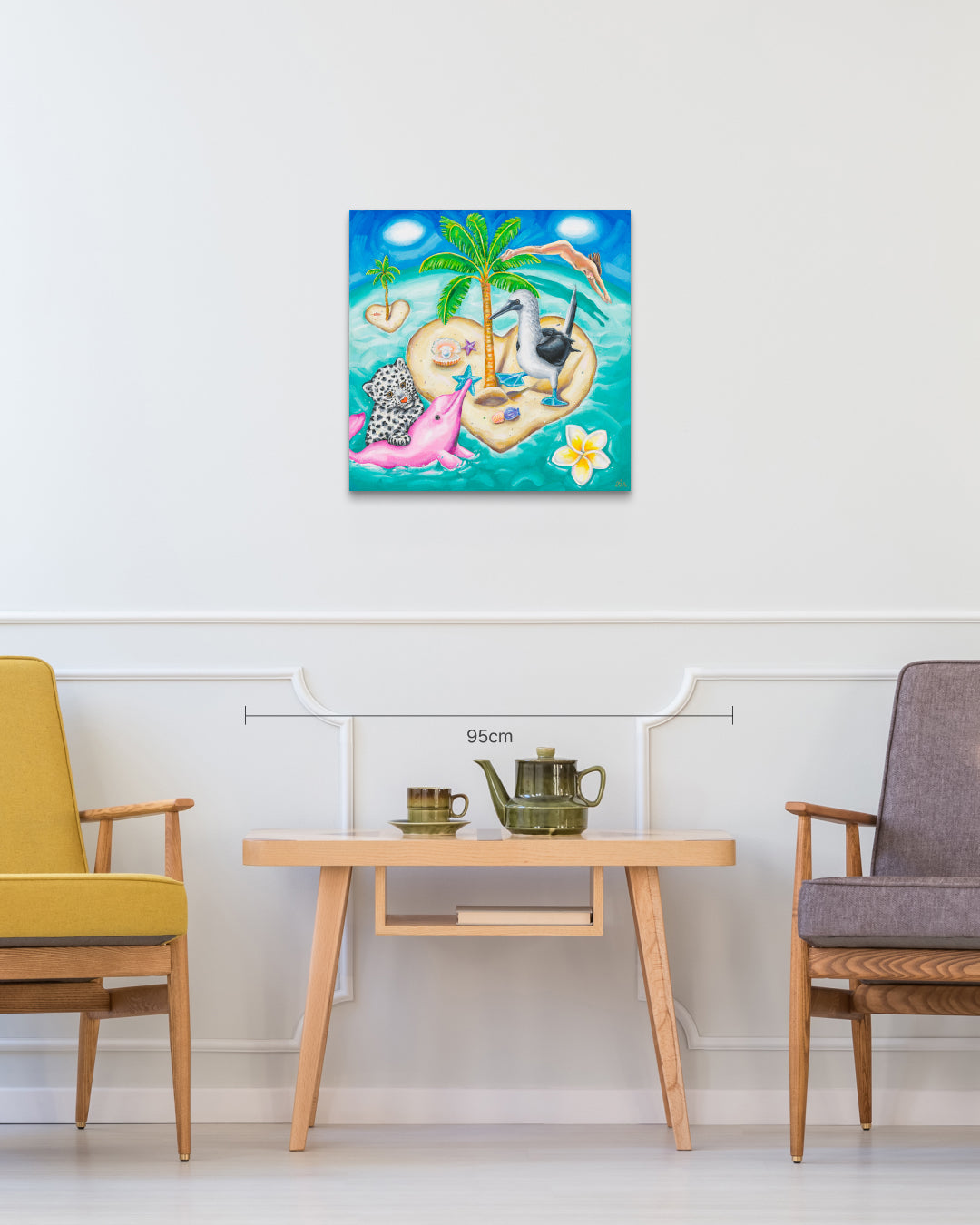 Afternoon of Heart Island size reference 50x50cm - original Korean painting by Aira Choi