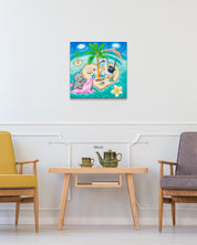 Afternoon of Heart Island size reference 50x50cm - original Korean painting by Aira Choi