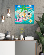 Korean contemporary painting Afternoon of Heart Island by Aira Choi, interior wall art decor