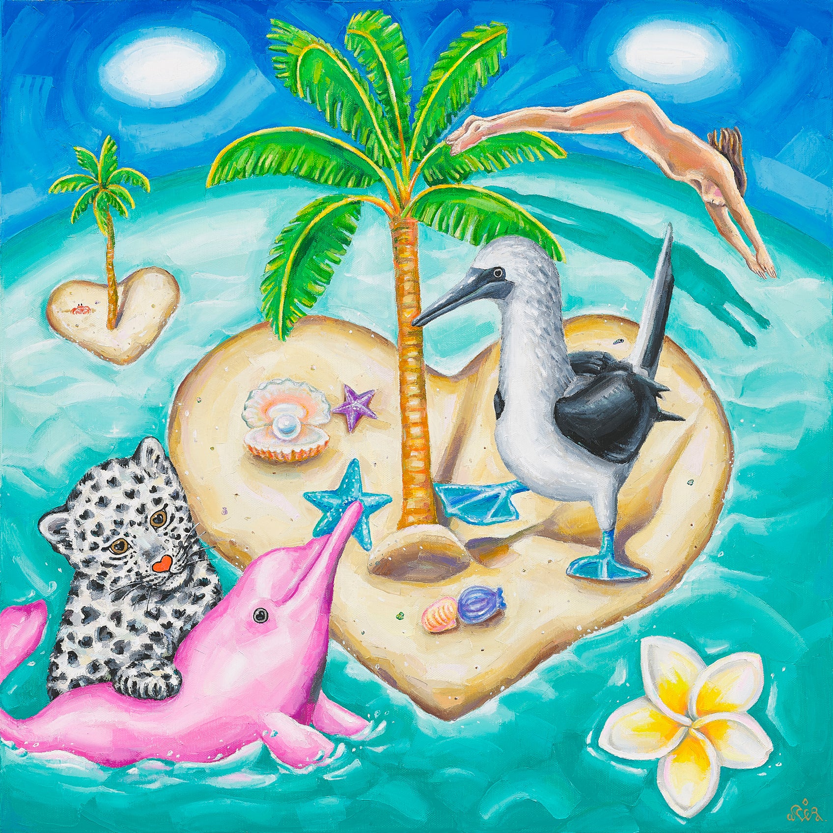 Afternoon of Heart Island - Oil on Canvas 50x50cm by Aira Choi, Korean Contemporary Art 2024