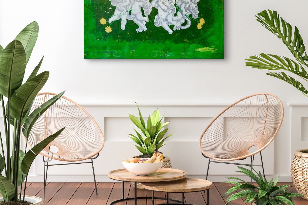 Angels by Feeldog displayed in modern living room, original Korean painting 2025