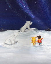 Aurora shining on a winter night 2 surface detail - Acrylic on Canvas by Mint, Korean fine art 2023