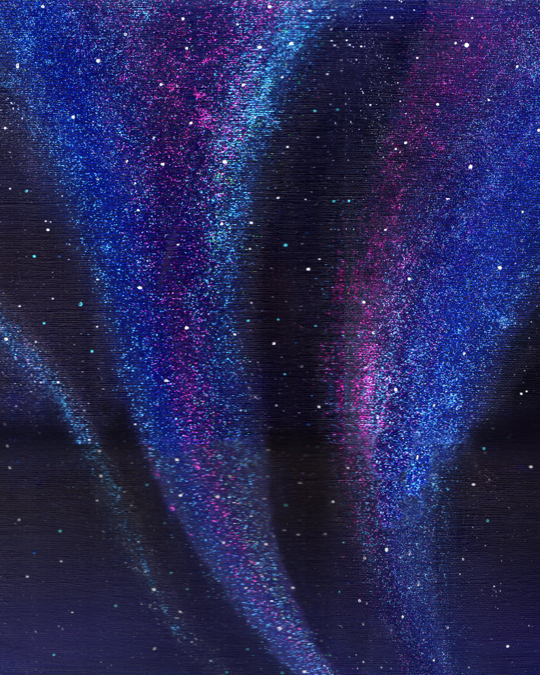 Aurora shining on a winter night 2 close-up detail, brushwork texture by Korean artist Mint