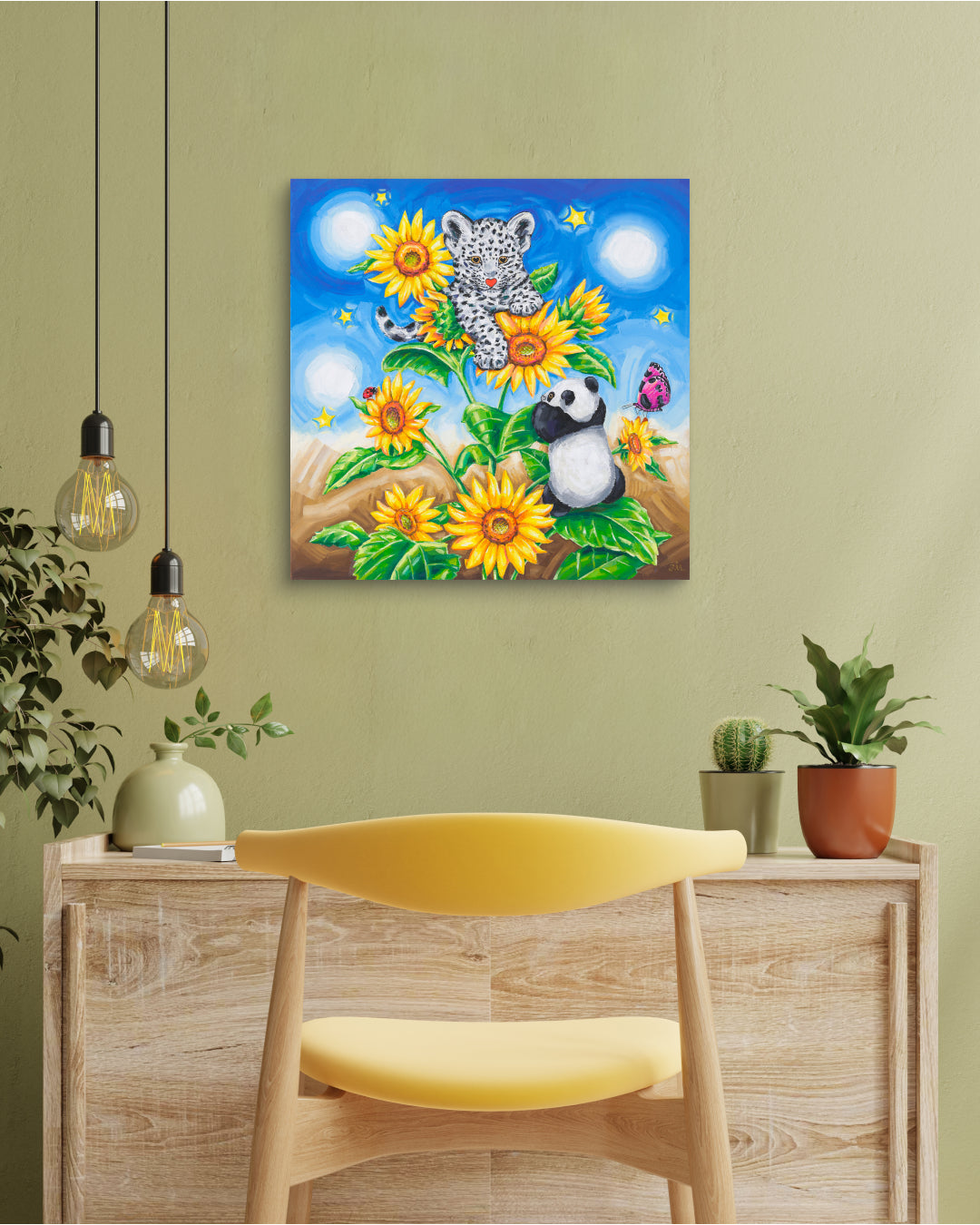 Korean contemporary painting Blossom Play by Aira Choi, interior wall art decor