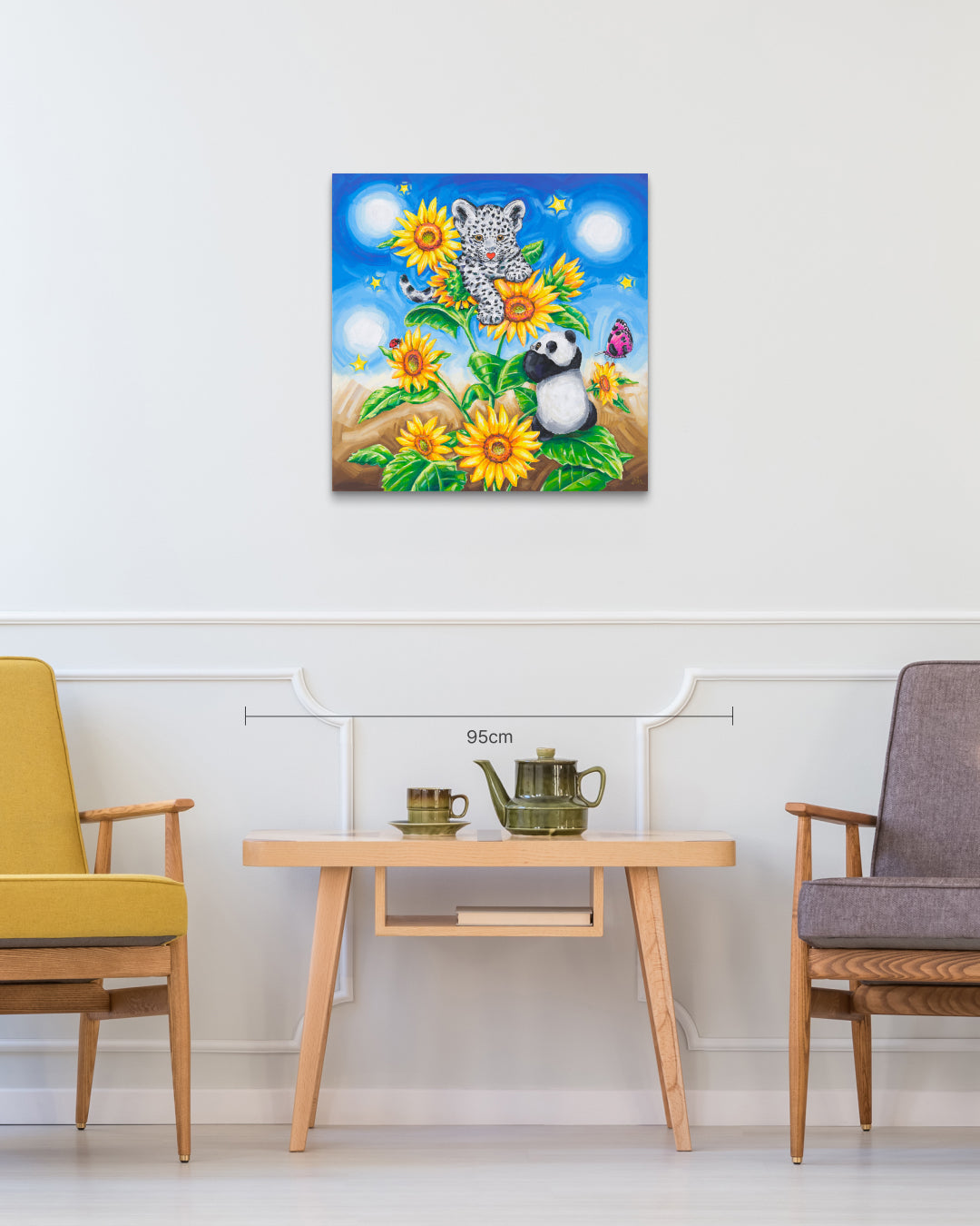 Blossom Play size reference 60.6x60.6cm - original Korean painting by Aira Choi