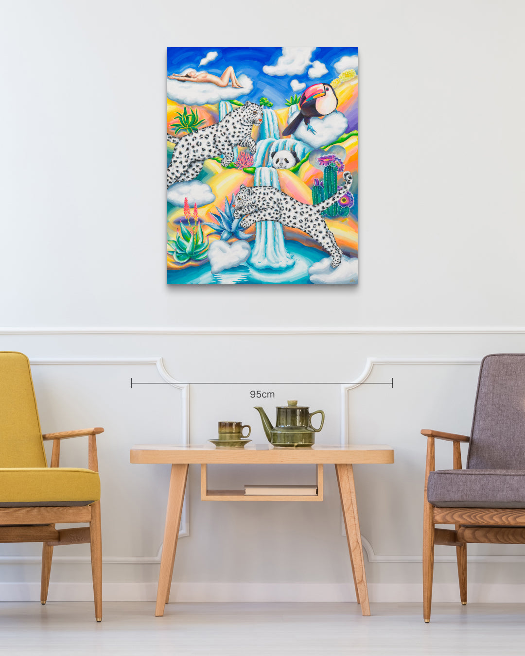 Cloudy Waterfall size reference 72.7x90.9cm - original Korean painting by Aira Choi