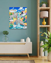 Korean contemporary painting Cloudy Waterfall by Aira Choi, interior wall art decor