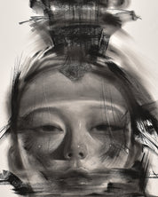 DOL Series#D2437 close-up detail, charcoal on cotton paper texture by Korean artist Lee.K