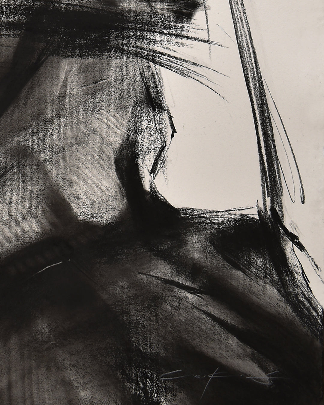 DOL Series#D2437 surface detail - charcoal on cotton paper by Lee.K, Korean fine art 2024