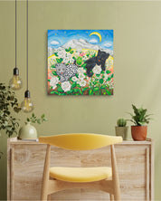 Eternal Blossom by Aira Choi displayed in modern living room, original Korean painting 2023