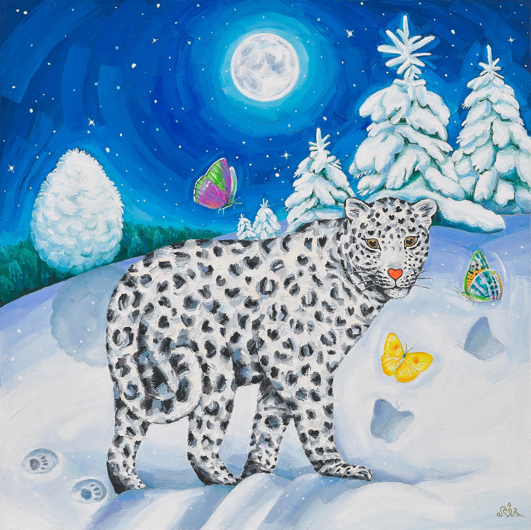 Exploring the Snowfields - Oil on Canvas 53x53cm by Aira Choi, Korean Contemporary Art 2023