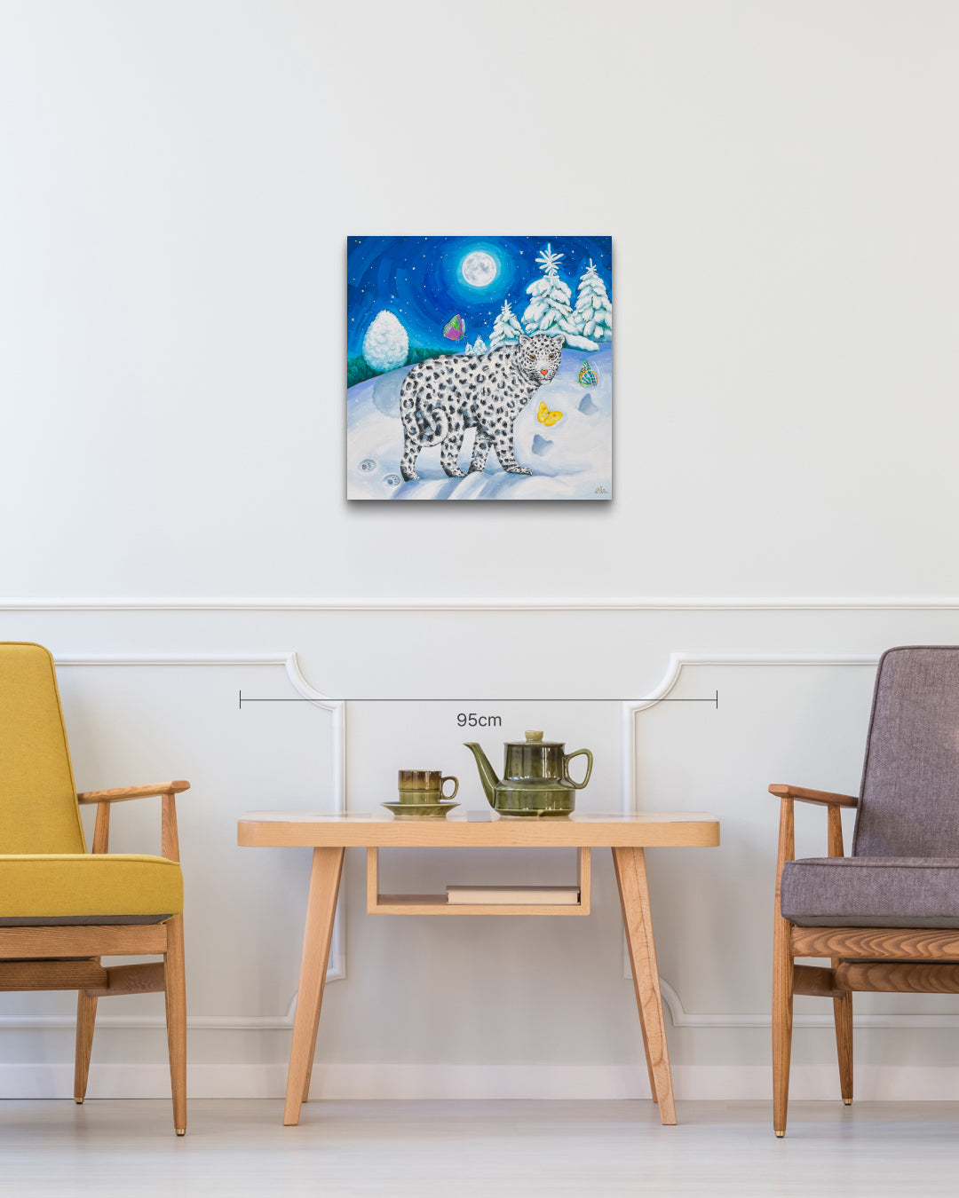Exploring the Snowfields size reference 53x53cm - original Korean painting by Aira Choi
