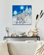 Exploring the Snowfields by Aira Choi displayed in modern living room, original Korean painting 2023