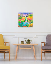 Finding Oasis size reference 60.6x60.6cm - original Korean painting by Aira Choi
