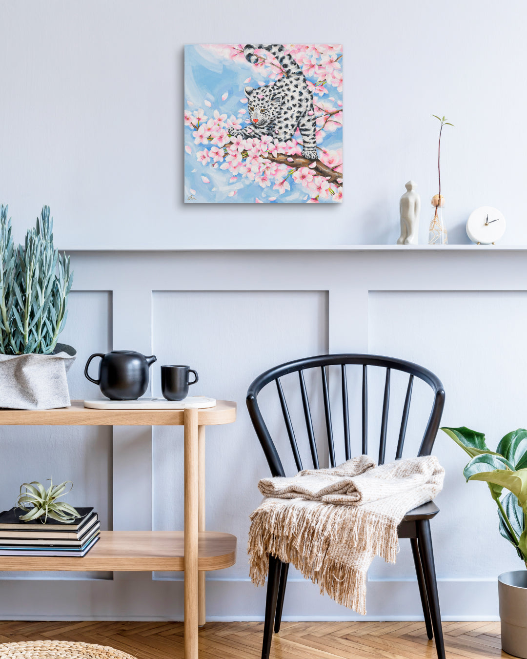 Forever in the Moment by Aira Choi displayed in modern living room, original Korean painting 2024
