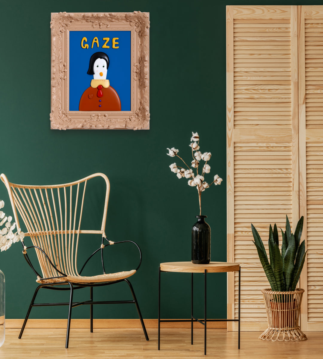 GAZE by Jung Seyoon displayed in modern living room, original Korean resin artwork 2025