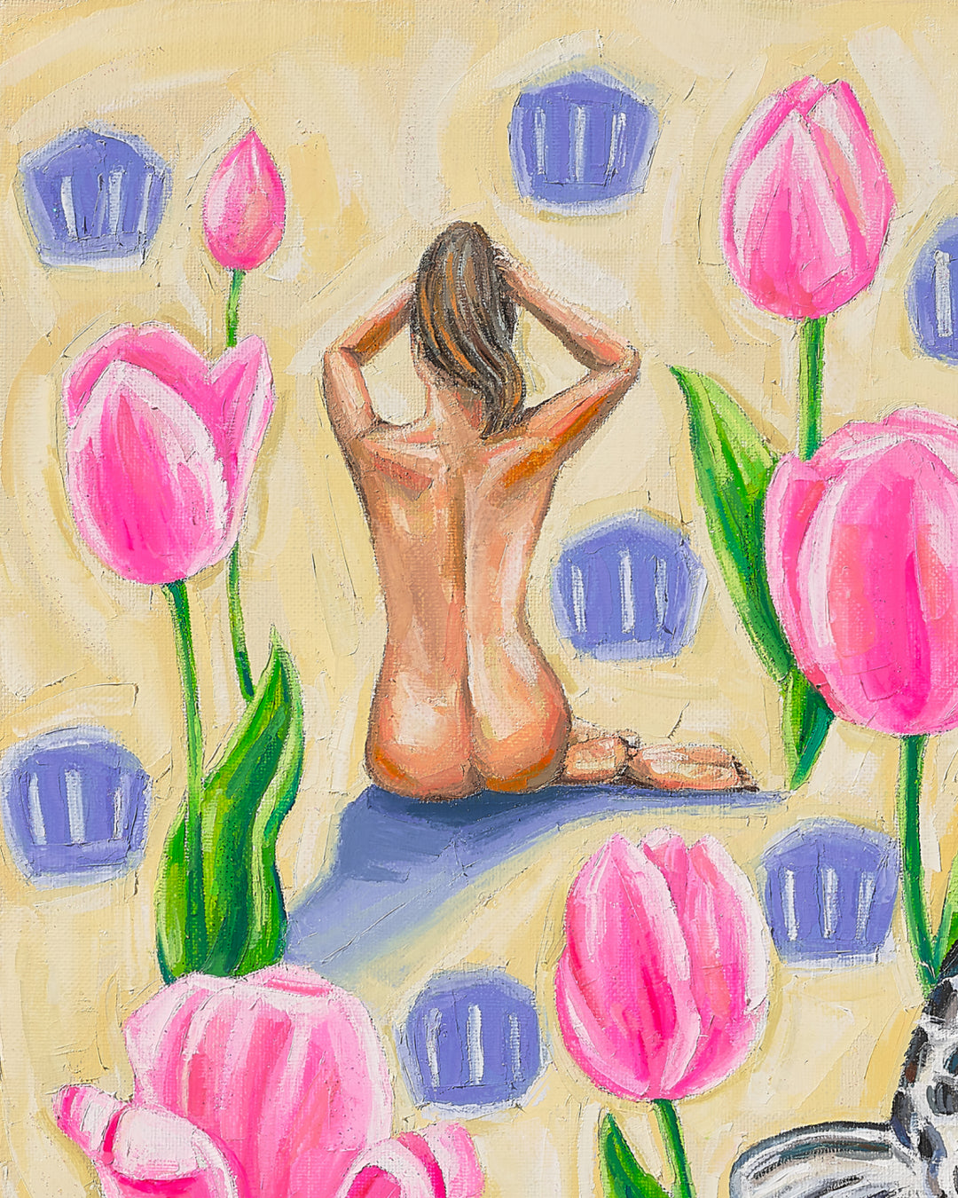 Grooming Time surface detail - Oil on Canvas by Aira Choi, Korean fine art 2022