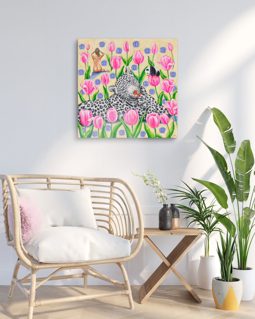 Korean contemporary painting Grooming Time by Aira Choi, interior wall art decor