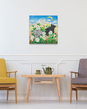 Eternal Blossom size reference 60.6x60.6cm - original Korean painting by Aira Choi