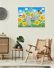 Korean contemporary painting Happy Afternoon by Aira Choi, interior wall art decor