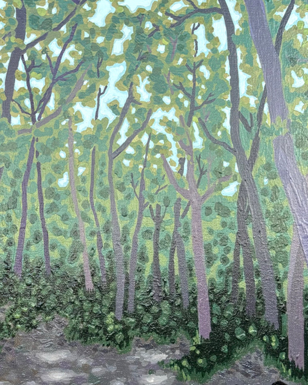 Harmony Forest surface detail - Acrylic on Canvas by Anna Song, Korean fine art 2025