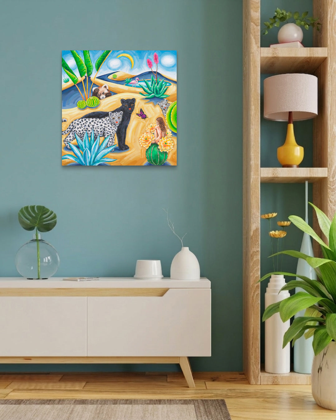 Korean contemporary painting Hello, Paradise! by Aira Choi, interior wall art decor