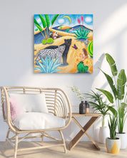 Hello, Paradise! by Aira Choi displayed in modern living room, original Korean painting 2023