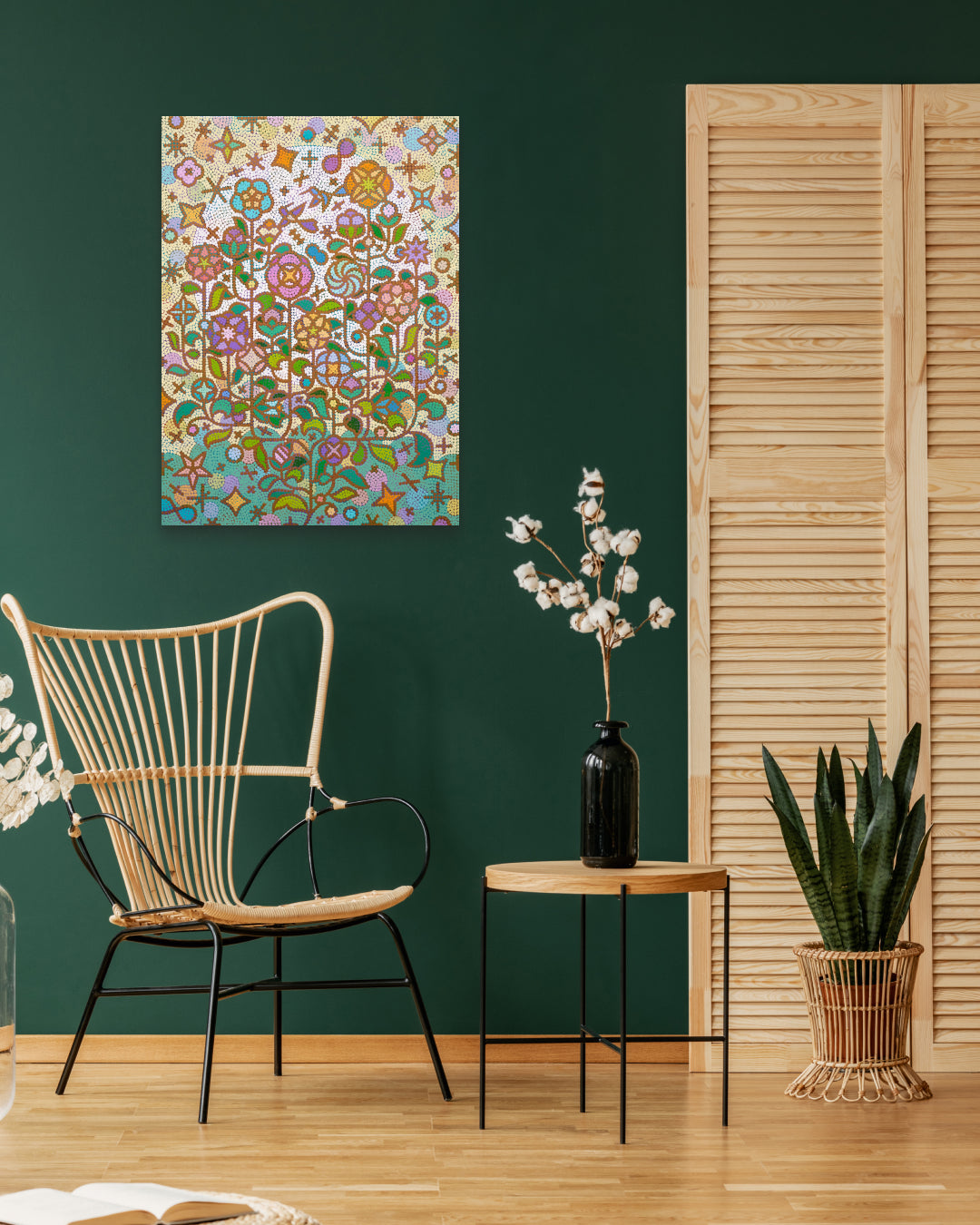 Korean contemporary painting Humming garden 20-8 by Kim Young-jin, interior wall art decor
