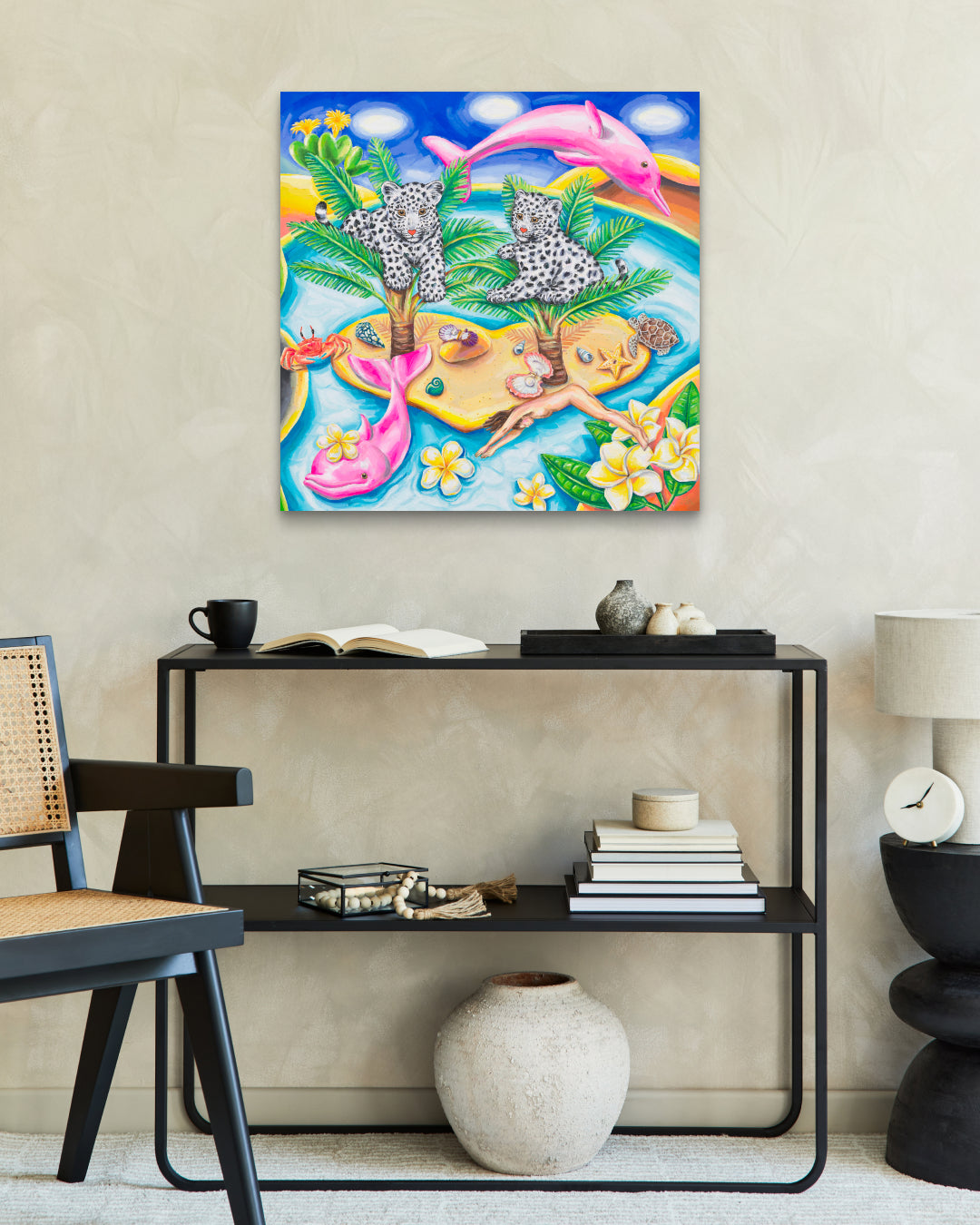 Korean contemporary painting Journey to Paradise by Aira Choi, interior wall art decor