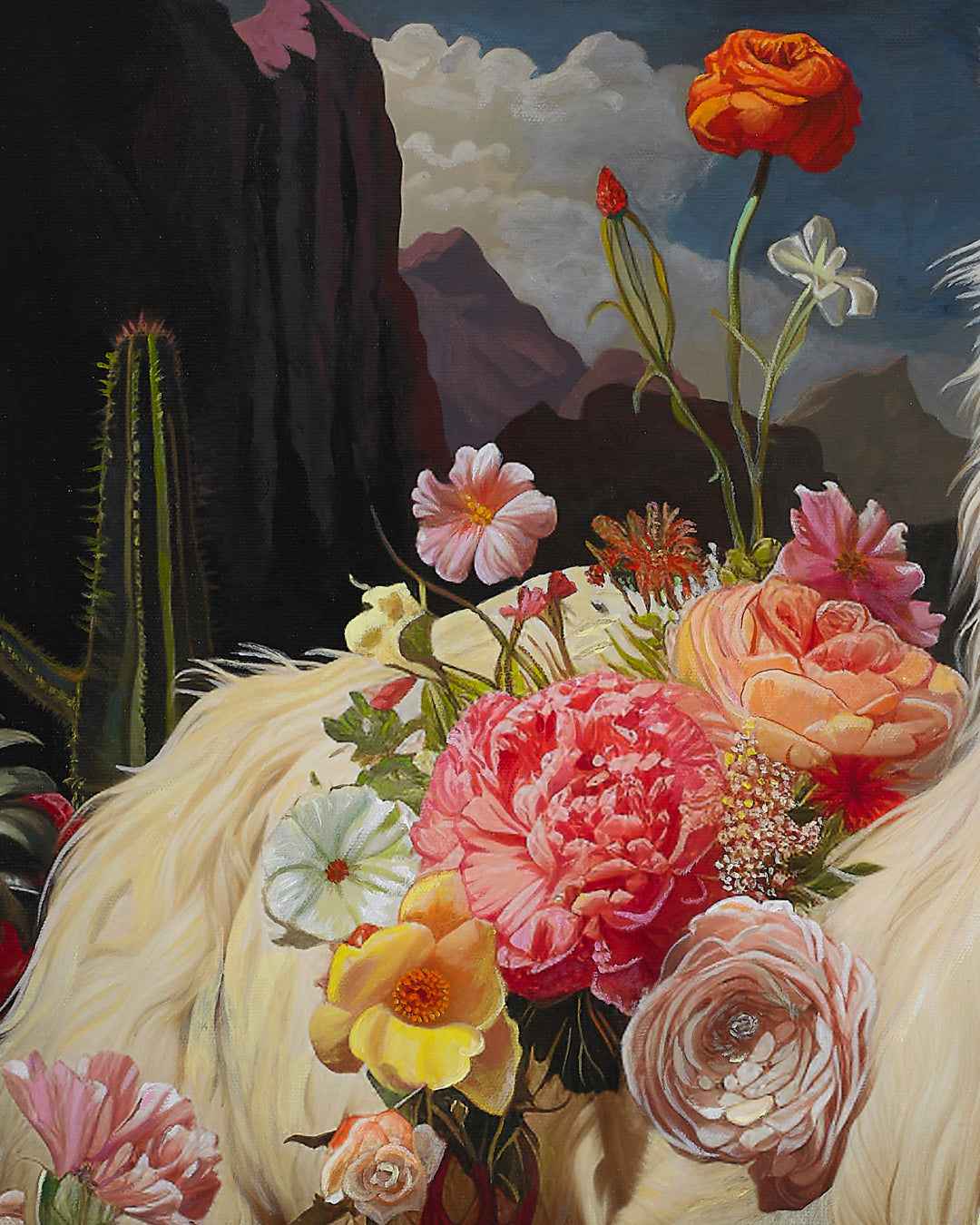 In My Secret Garden surface detail - Acrylic on Canvas by Yun Song-A, Korean fine art 2024