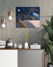 Korean contemporary painting Irworobongdo Sun, Moon and Five Peaks by Anna Song, interior wall art decor
