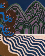 Irworobongdo Sun, Moon and Five Peaks surface detail - Oil on Canvas by Anna Song, Korean fine art 2023