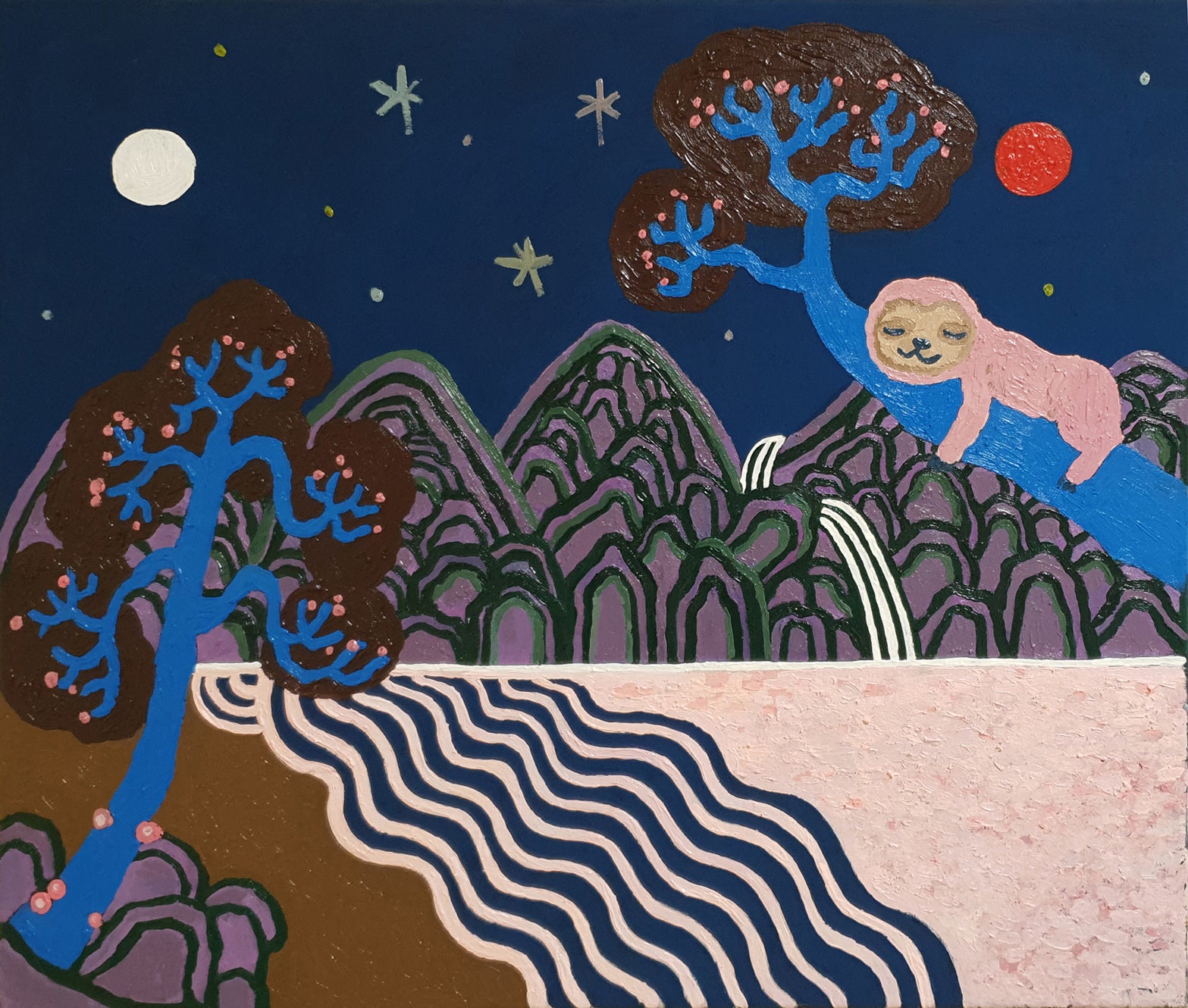 Irworobongdo Sun, Moon and Five Peaks - Oil on Canvas 45.5x53cm by Anna Song, Korean Contemporary Art 2023