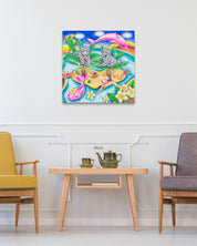 Journey to Paradise size reference 72.7x72.7cm - original Korean painting by Aira Choi