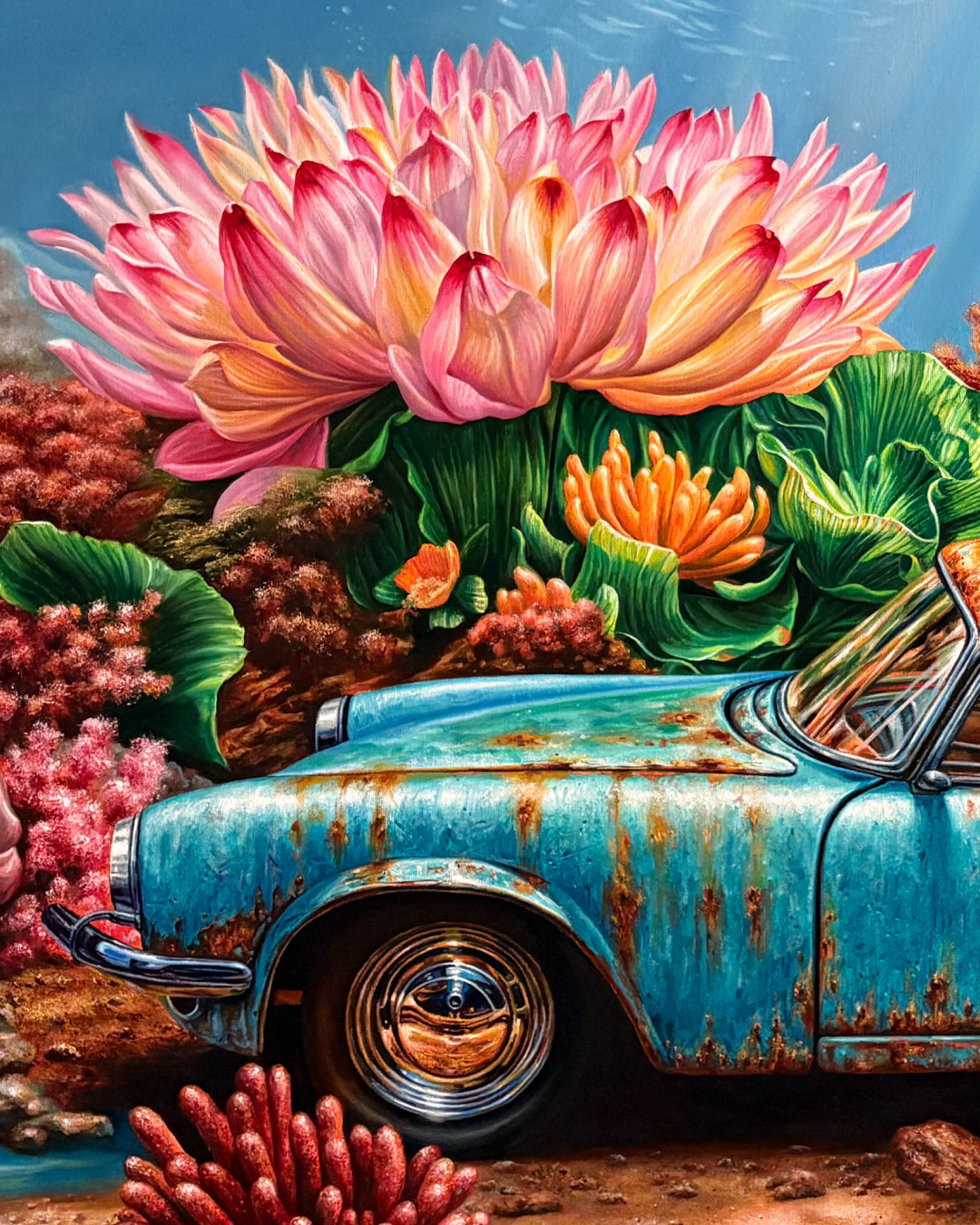 The Secret Garden surface detail - Oil on Canvas by Kang Se Kyung, Korean fine art 2025