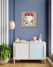 Korean contemporary painting Moon Jar Embracing Love I by Hwang Jeong Hee, interior wall art decor
