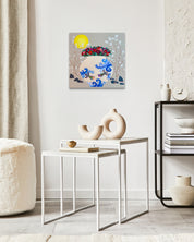 Korean contemporary painting Moon Jar Embracing Love II by Hwang Jeong Hee, interior wall art decor
