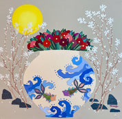 Moon Jar Embracing Love II - Acrylic on Canvas 60.6x60.6cm by Hwang Jeong Hee, Korean Contemporary Art 2024