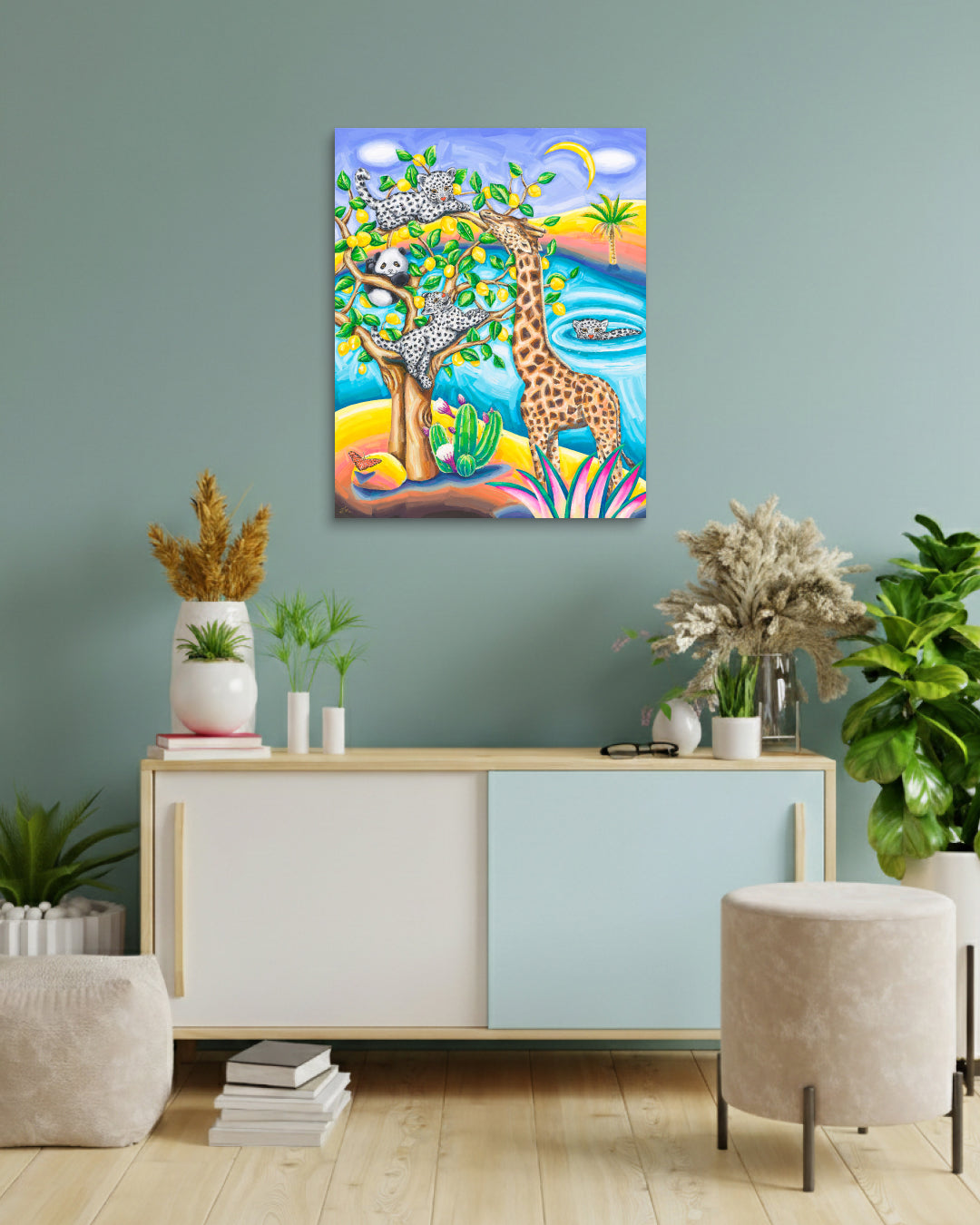 Korean contemporary painting Playground of Paradise by Aira Choi, interior wall art decor